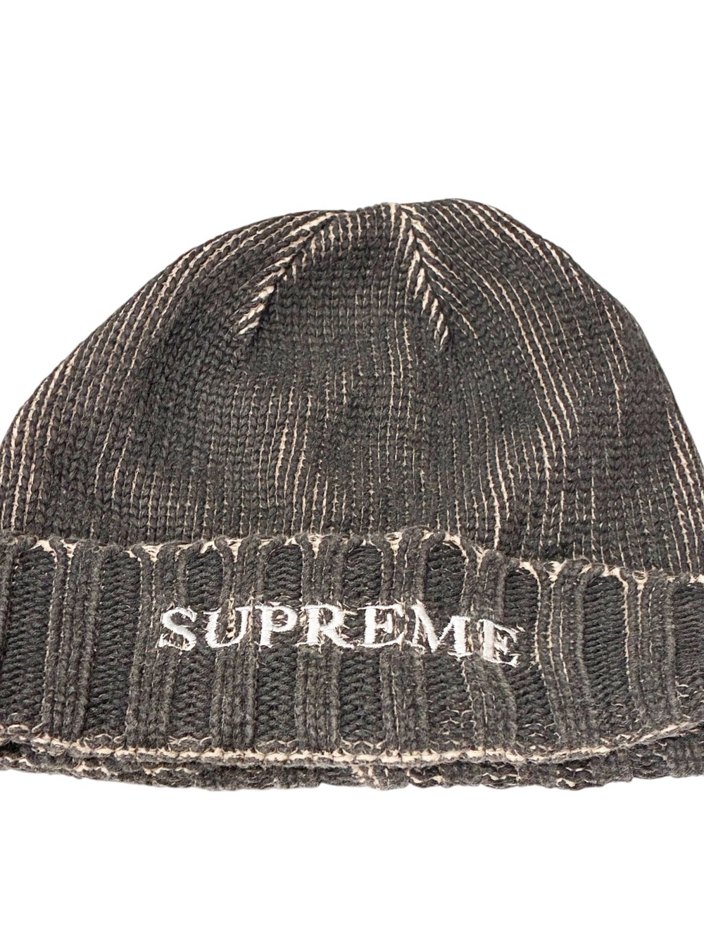 Supreme Overprint Beanie Grey Knit Mens Hat 100% Cotton